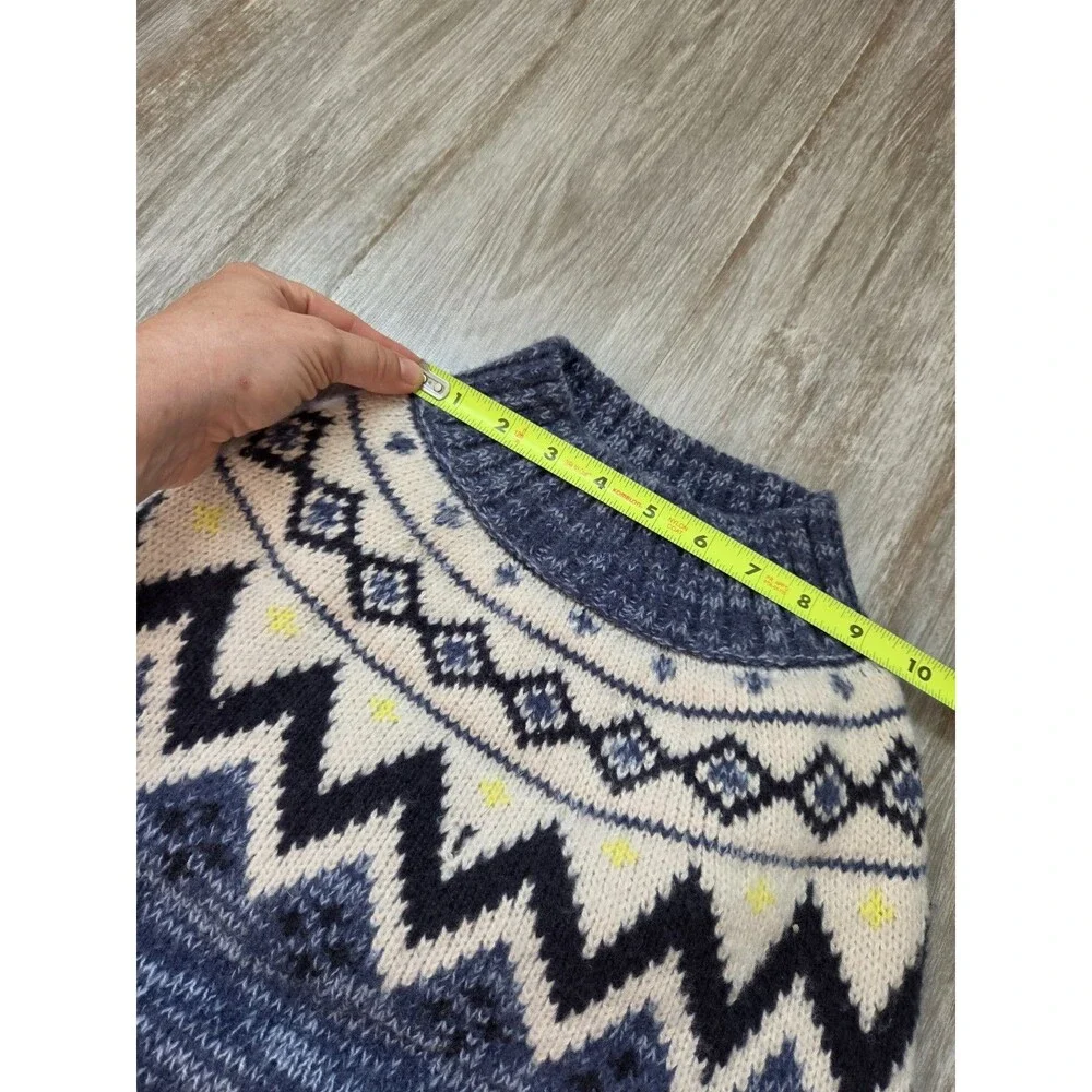 American Eagle Fair Isle Dog Sweater Blue Nordic Knit Mock Neck Size L Pet EUC
